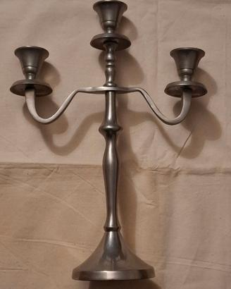 Candelabbro Vintage 3 Bracci in metallo satinato.