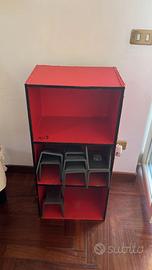 Mobiletto a scaffali rosso / Piccola libreria per
