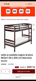 letto a castello in legno