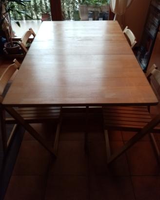 Tavolo pieghevole con 4 sedie