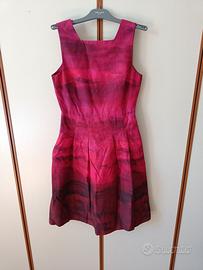 Jigsaw Abito Seta Cotone Bordeaux Smanicato EU 36