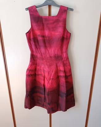 Jigsaw Abito Seta Cotone Bordeaux Smanicato EU 36