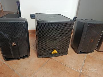 Casse attive Proel e sub woofer Beringer