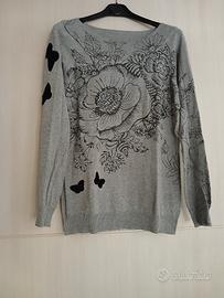 Maglia grigio argento lurex Desigual  L