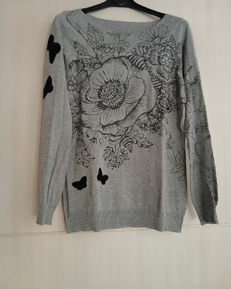 Maglia grigio argento lurex Desigual  L