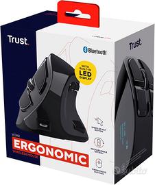 Trust Mouse Wireless Ergonomico Ricaricabile, Nero