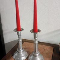 coppia di candelabri in peltro 