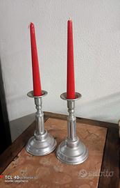 coppia di candelabri in peltro 