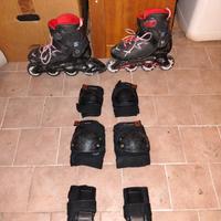 Pattini per bambini+protezioni mani,spalla, ginoch
