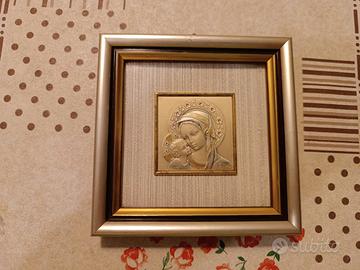 Icona di Maria con bambino in argento