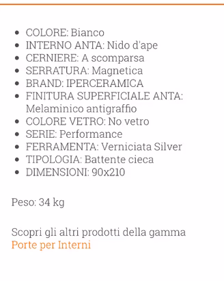 Porta interna bianca 90x210