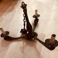 Lampadario tre bracci in ottone