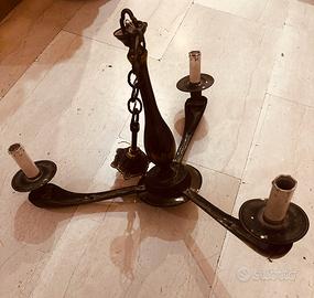 Lampadario tre bracci in ottone