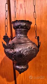 Lampada votiva in rame argentato