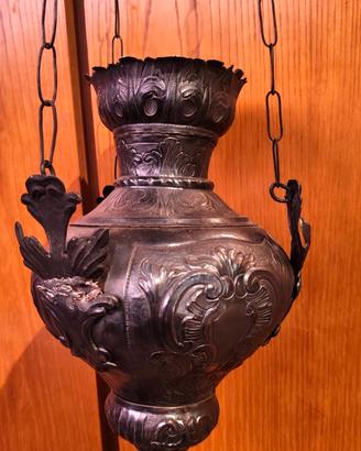 Lampada votiva in rame argentato