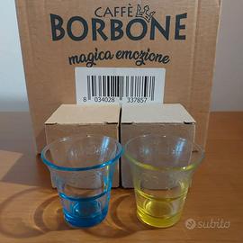 12 Bicchierini  Vetro Caffè Borbone Colorati