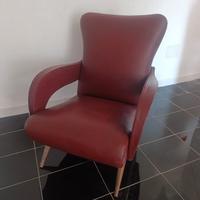 Sedia poltrona vintage modernariato in pelle