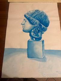 Testa su cubo azzurro