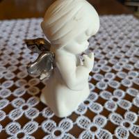 angioletto in gesso con ali argentate
