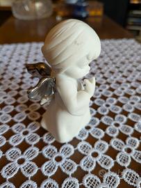 angioletto in gesso con ali argentate