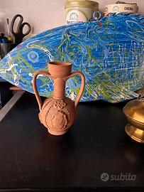 piccola antica anfora giara vaso doppio manico alt