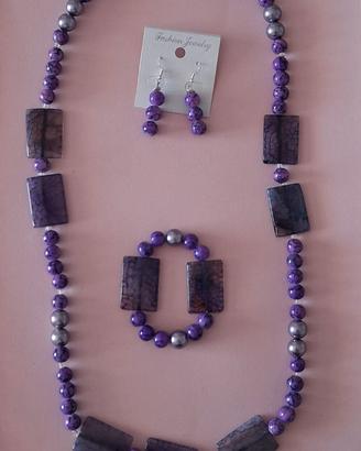 Collana, bracciale e orecchini artigianali, pezzi