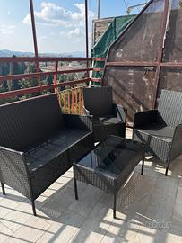 Salottino esterno rattan giardino terrazzo