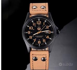 Orologio uomo al quarzo con data e cinturino pelle