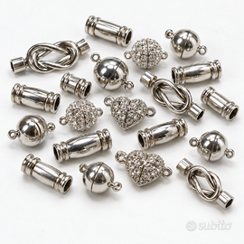 Lotto 20 chiusure magnetiche color argento/metal p