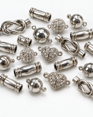 Lotto 20 chiusure magnetiche color argento/metal p
