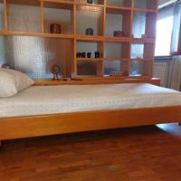 Letto artigianale in legno con ruote+Rete a doghe