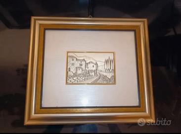 Quadro Vintage Con Retro Di Velluto Rosso