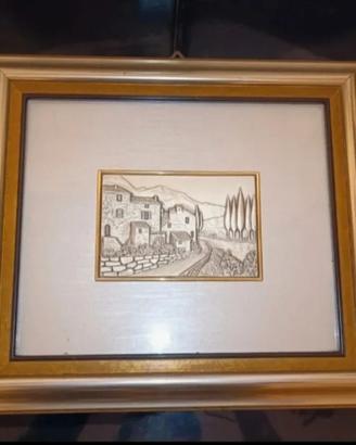 Quadro Vintage Con Retro Di Velluto Rosso
