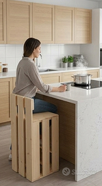 sgabello casa arredo giardino design nordico legno