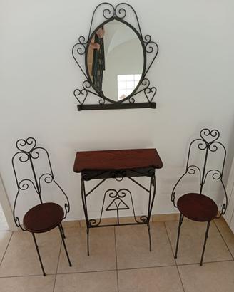 Set ingresso in ferro battuto con specchio