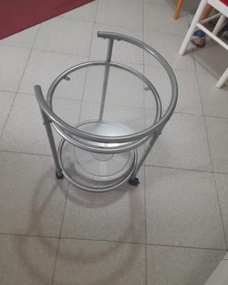 Robusto tavolino carrello acciaio vetro