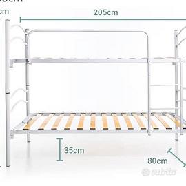 Letto a castello scomponibile metallo bianco