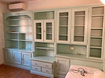 Parete attrezzata - Libreria - in legno massello