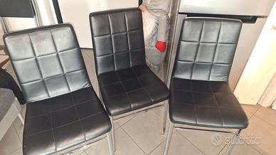 3 Sedie in Simil Pelle Nera - Mondo Convenienza