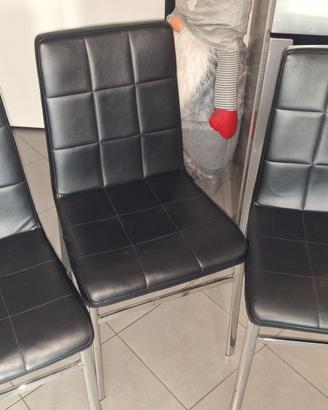 3 Sedie in Simil Pelle Nera - Mondo Convenienza