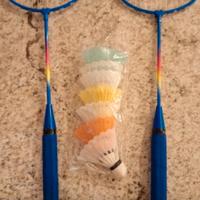 Coppia di racchette badminton con 6 volani