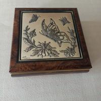 Portagioie vintage Alliani legno e argento 