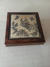 Portagioie vintage Alliani legno e argento 