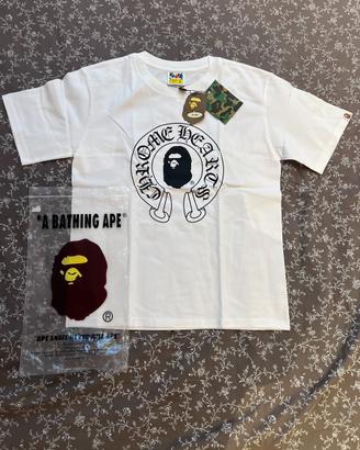t-shirt chrome heart x bape