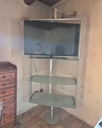 Mobile tv ad angolo orientabile 3 Mensole Vetro