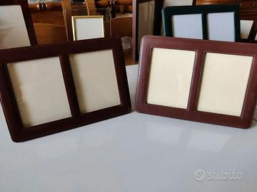 Due portaritratti vintage in pelle marrone