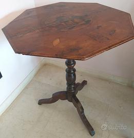 Raro tavolino antico garibaldino, ottagonale