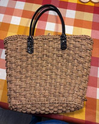 Borsa da mare in paglia intrecciata