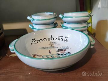 servizio spaghettata  ceramiche Avallone  Vietri