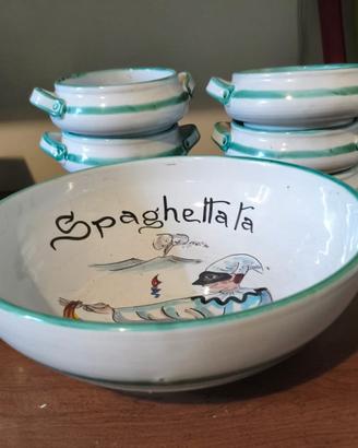 servizio spaghettata  ceramiche Avallone  Vietri